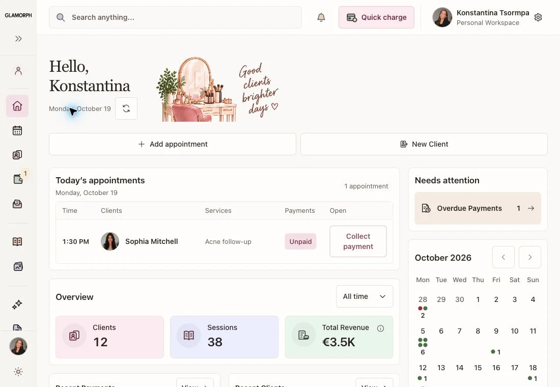 Glamorph dashboard on MacBook