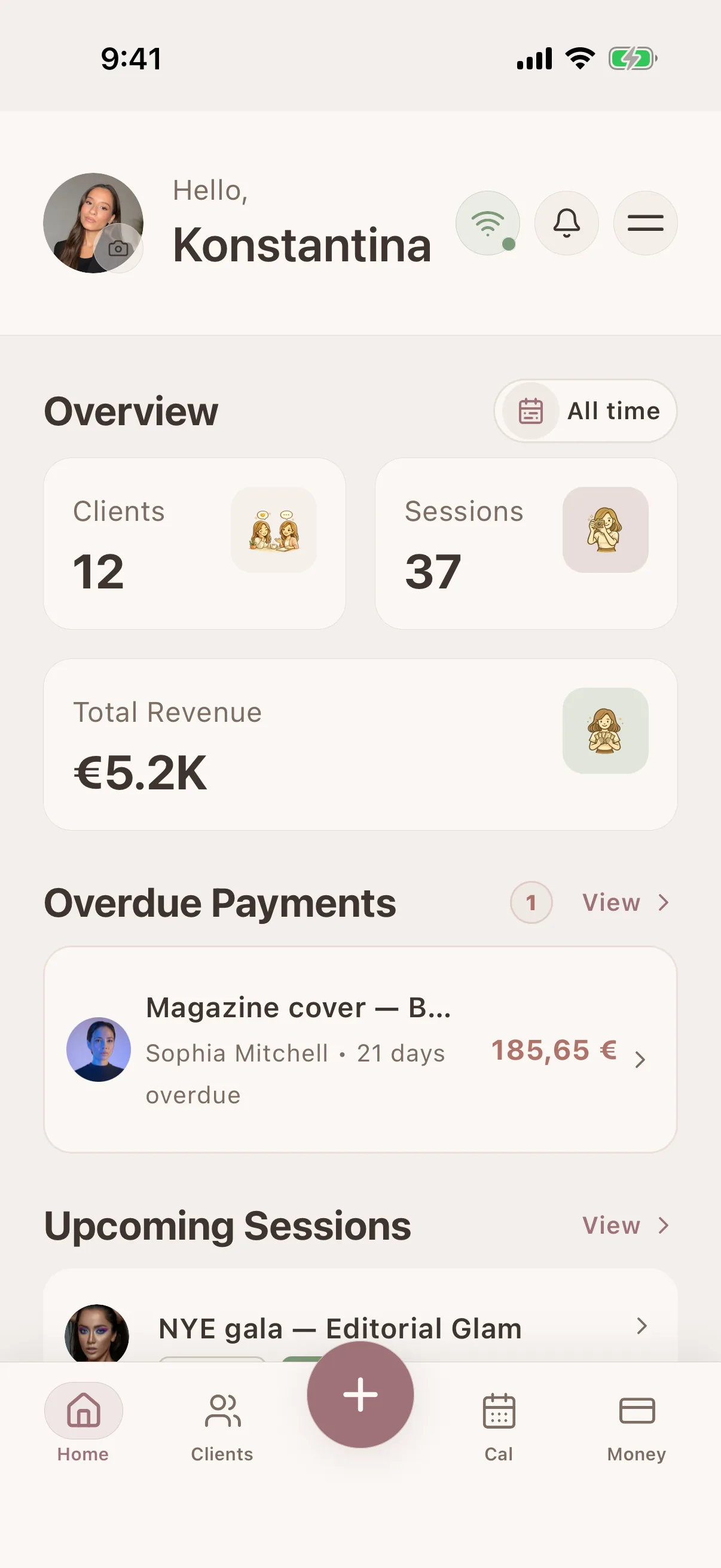 Glamorph client management app on iPhone