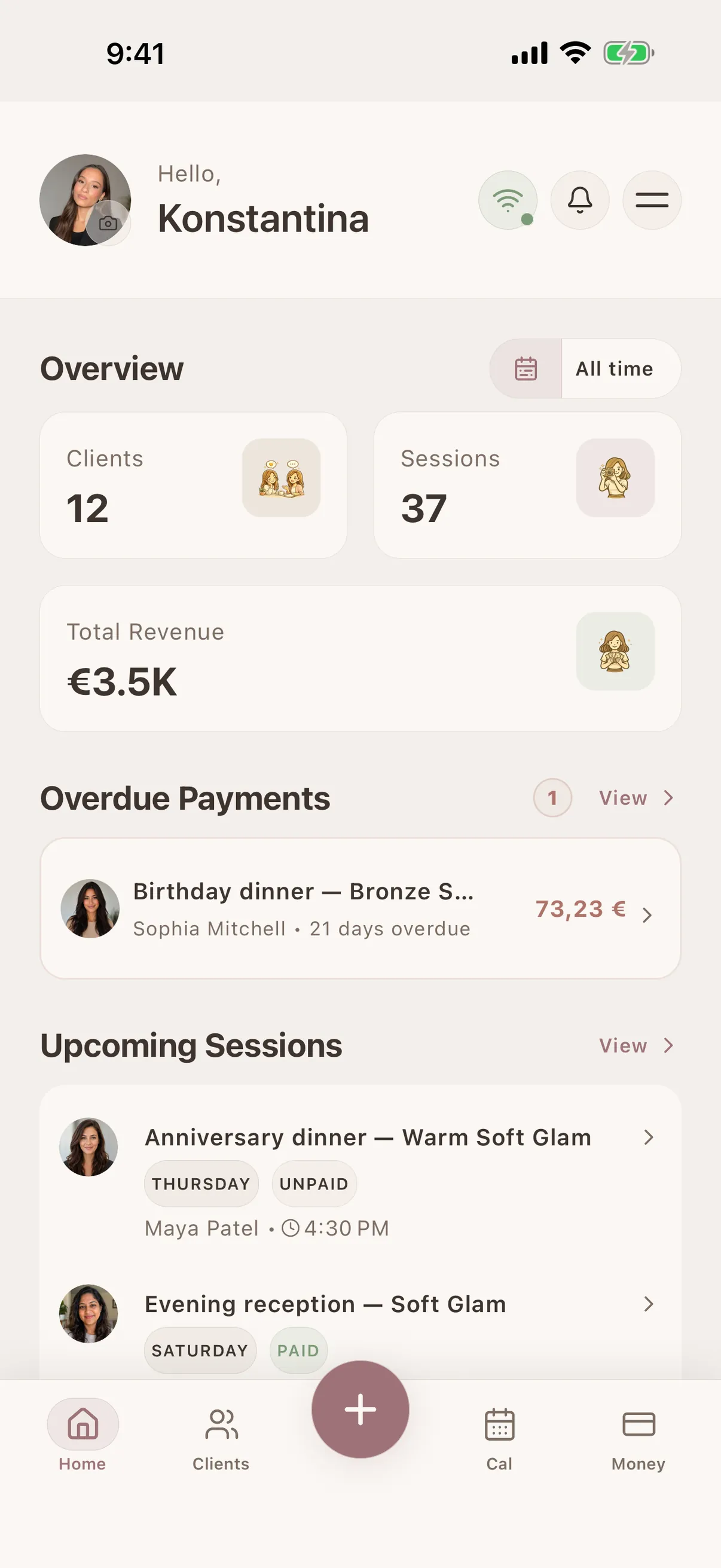 Glamorph client management app on iPhone