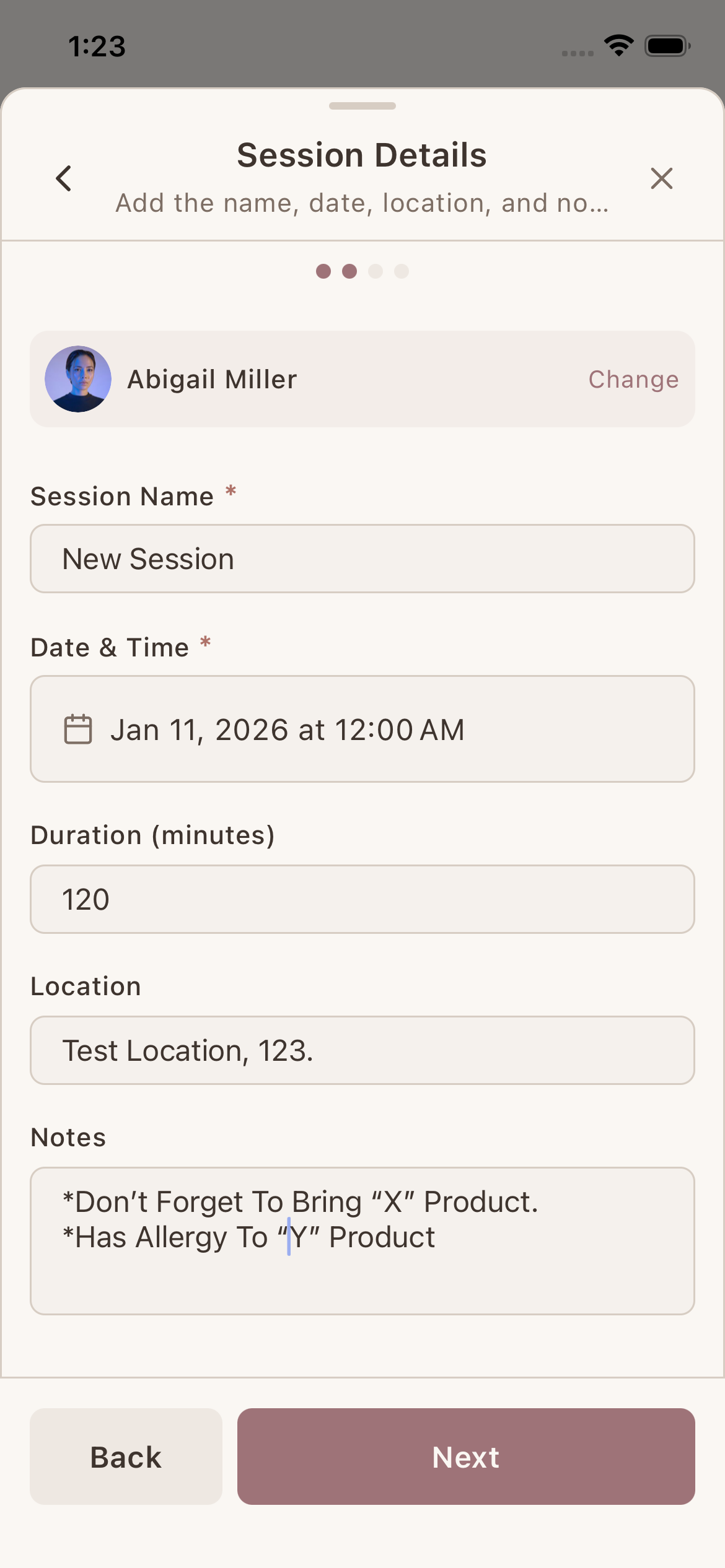 Quick session scheduling