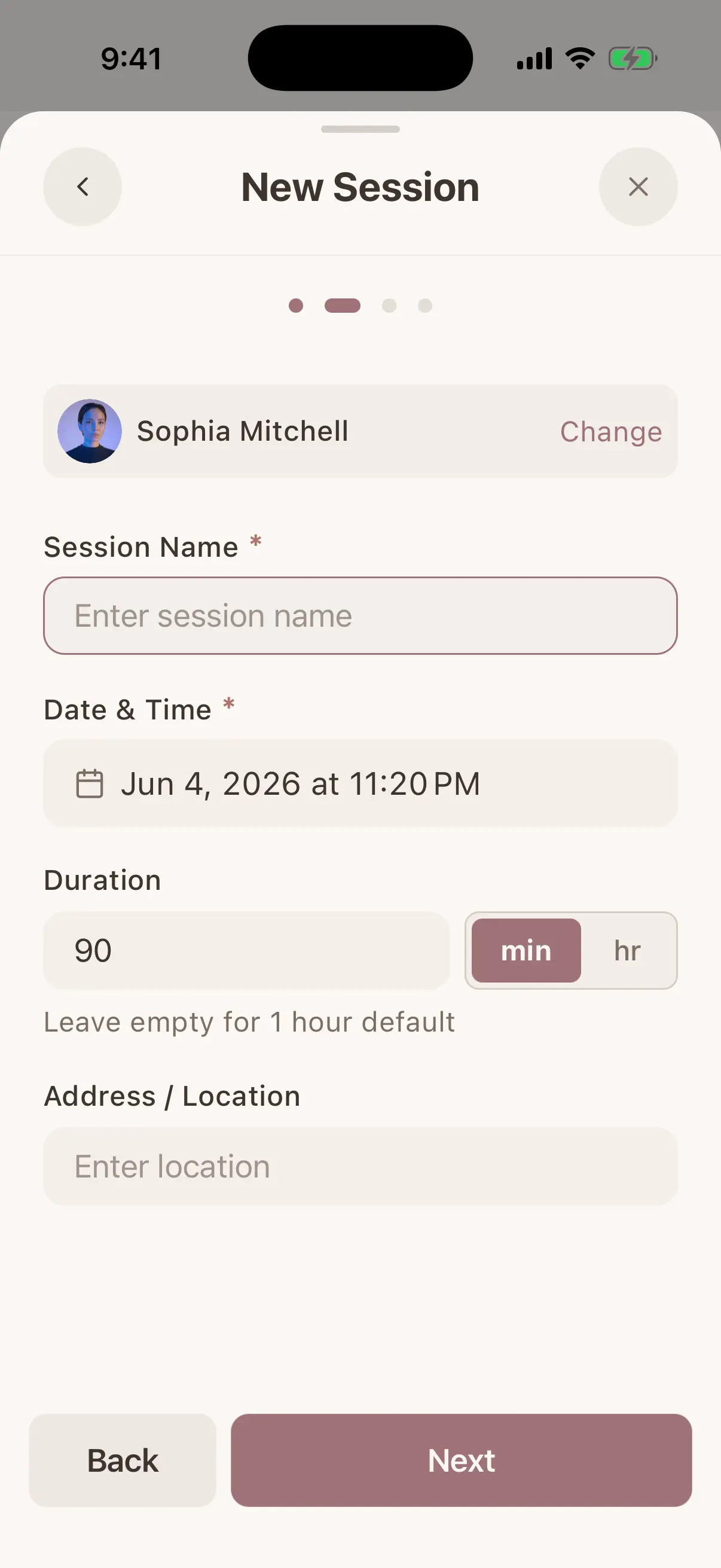 Quick session scheduling