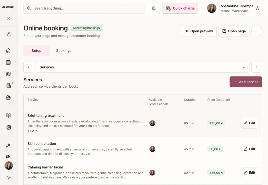 Online booking software for beauty salons