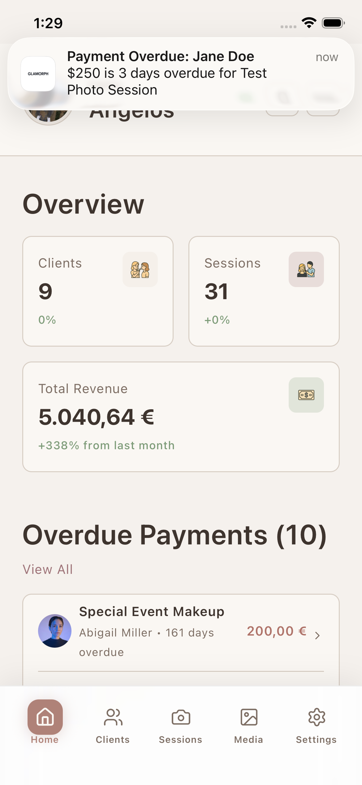 Payment reminder notifications