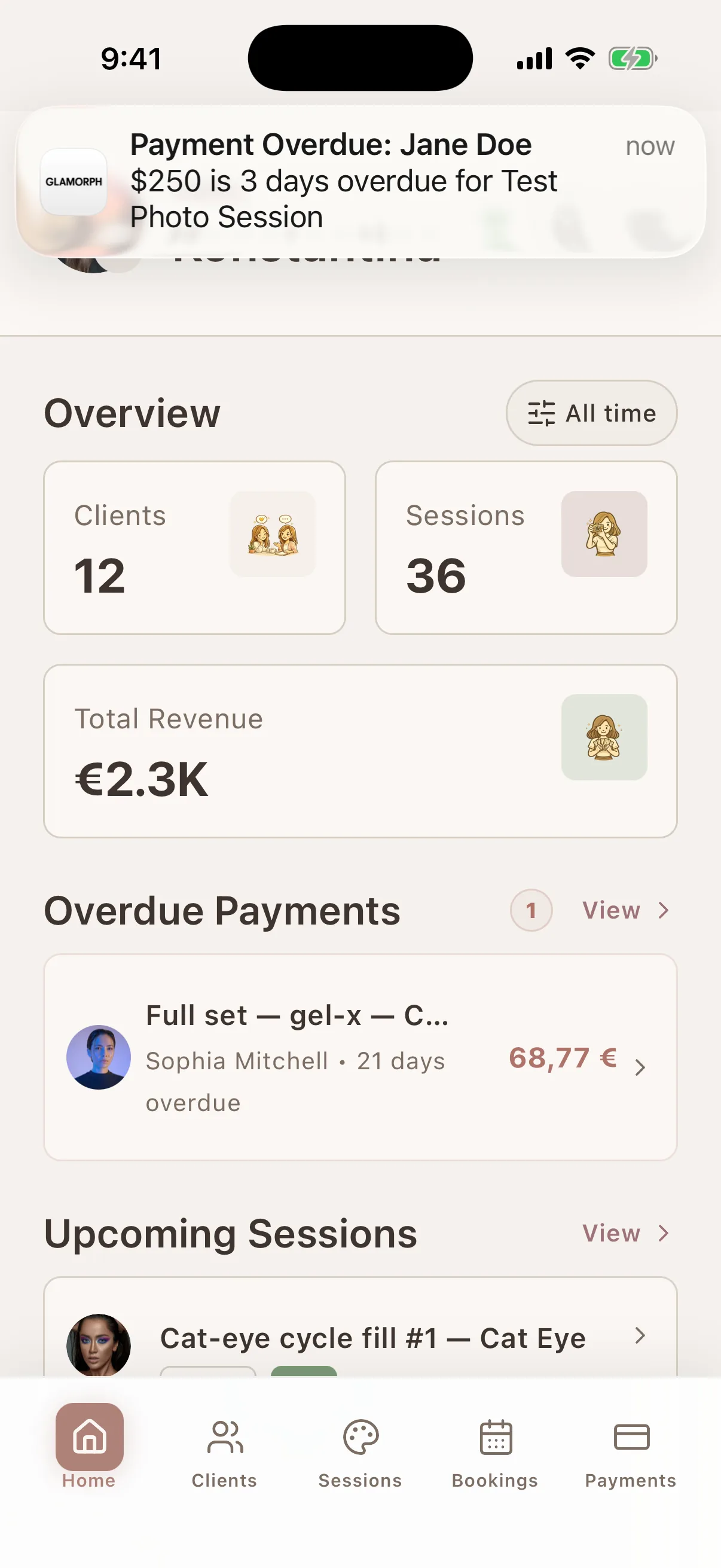 Payment reminder notifications