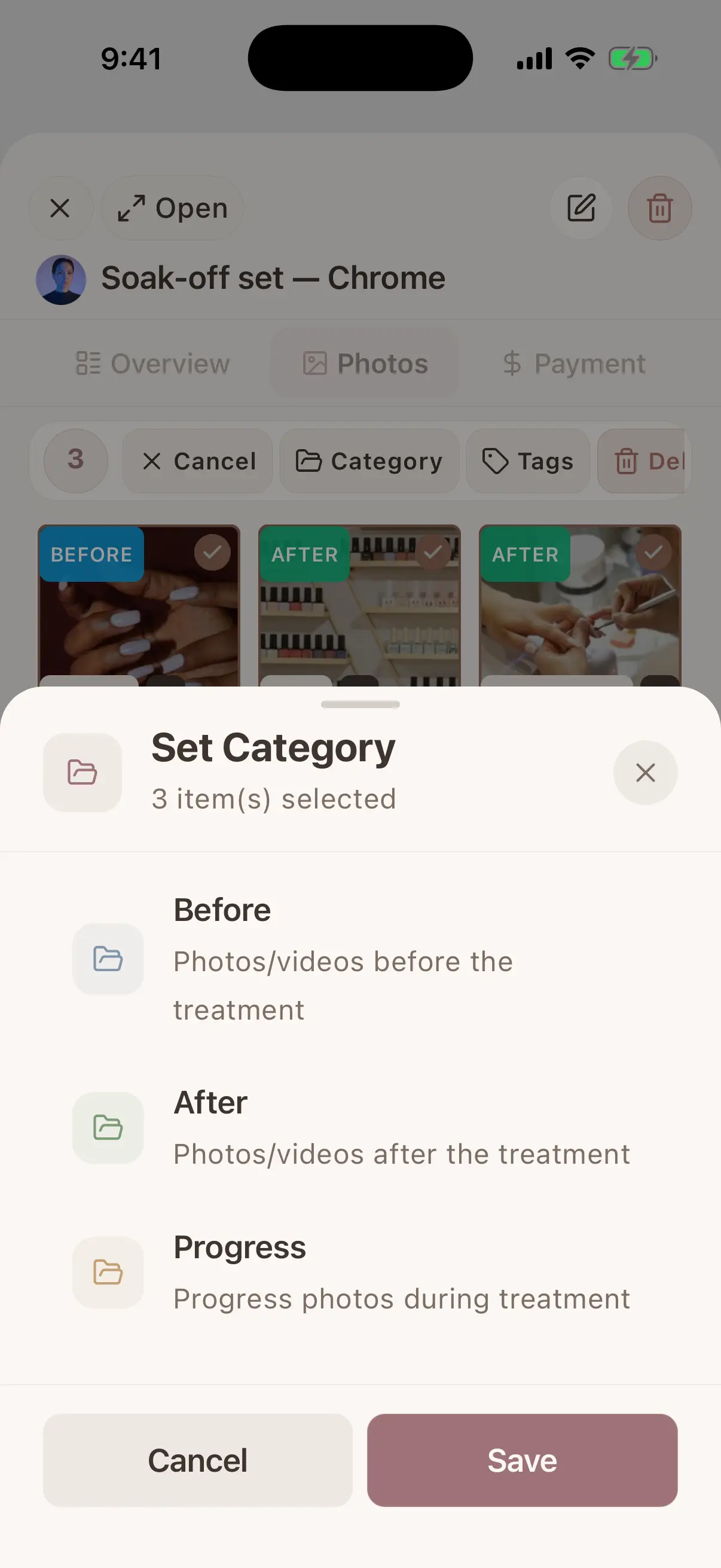 Before Progress After categories