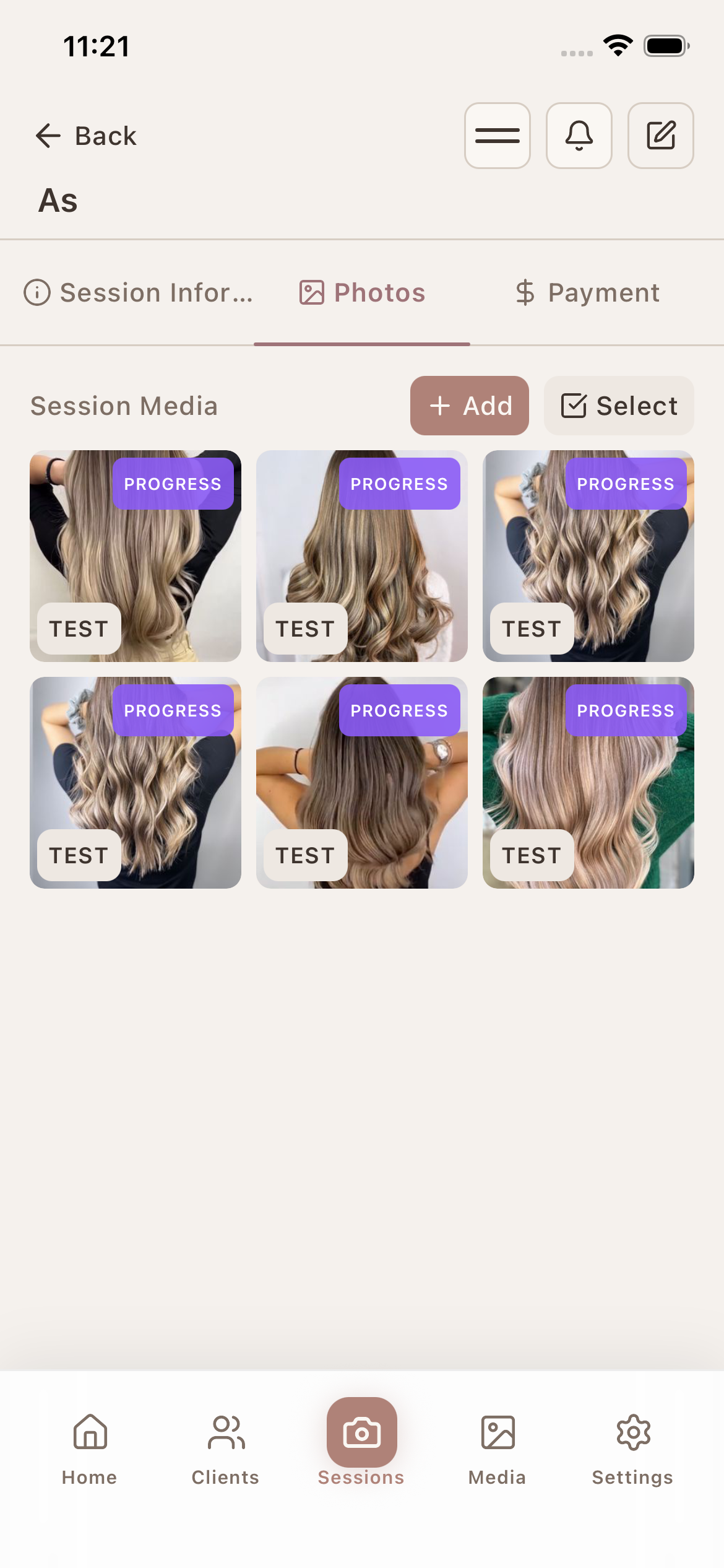 Photos linked to client profiles