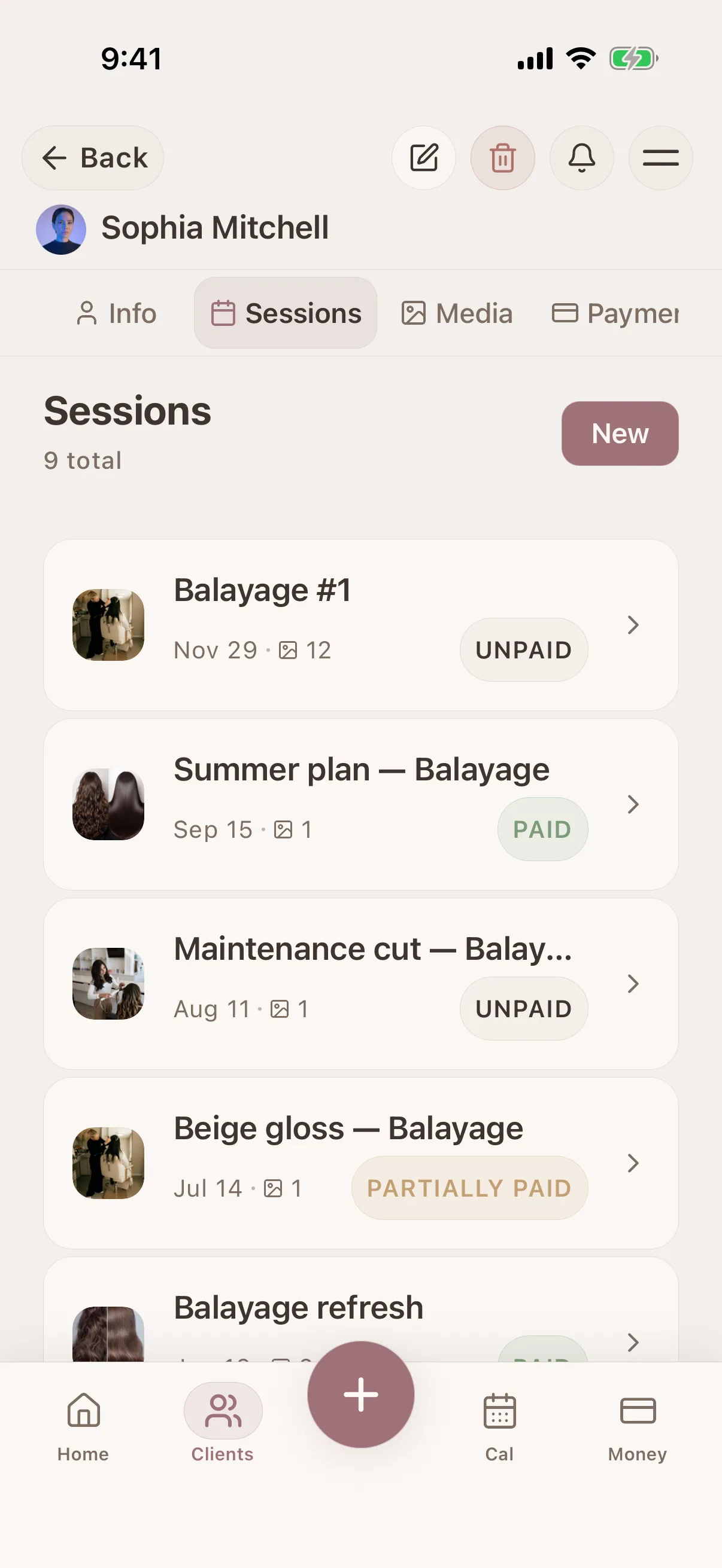 Complete timeline per client