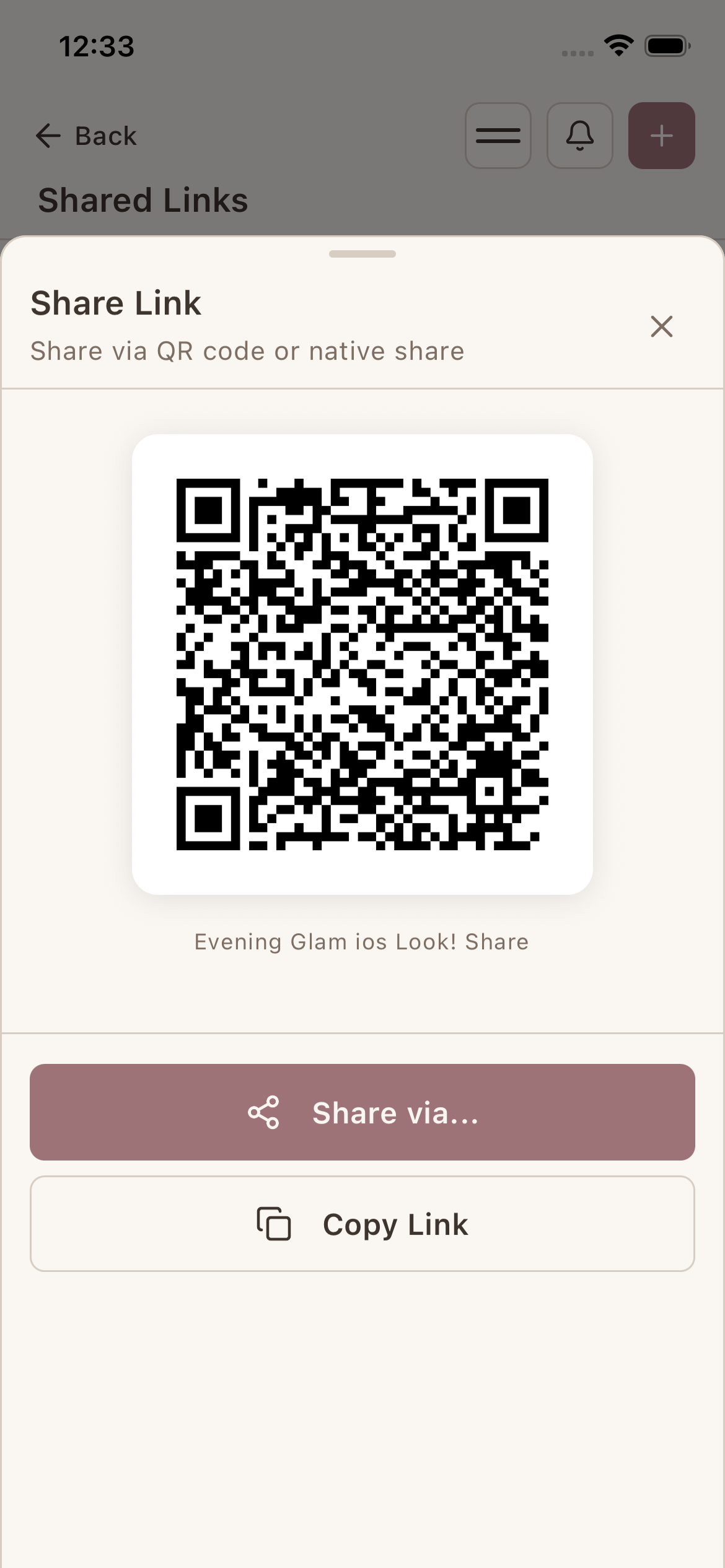 One-tap shareable gallery links
