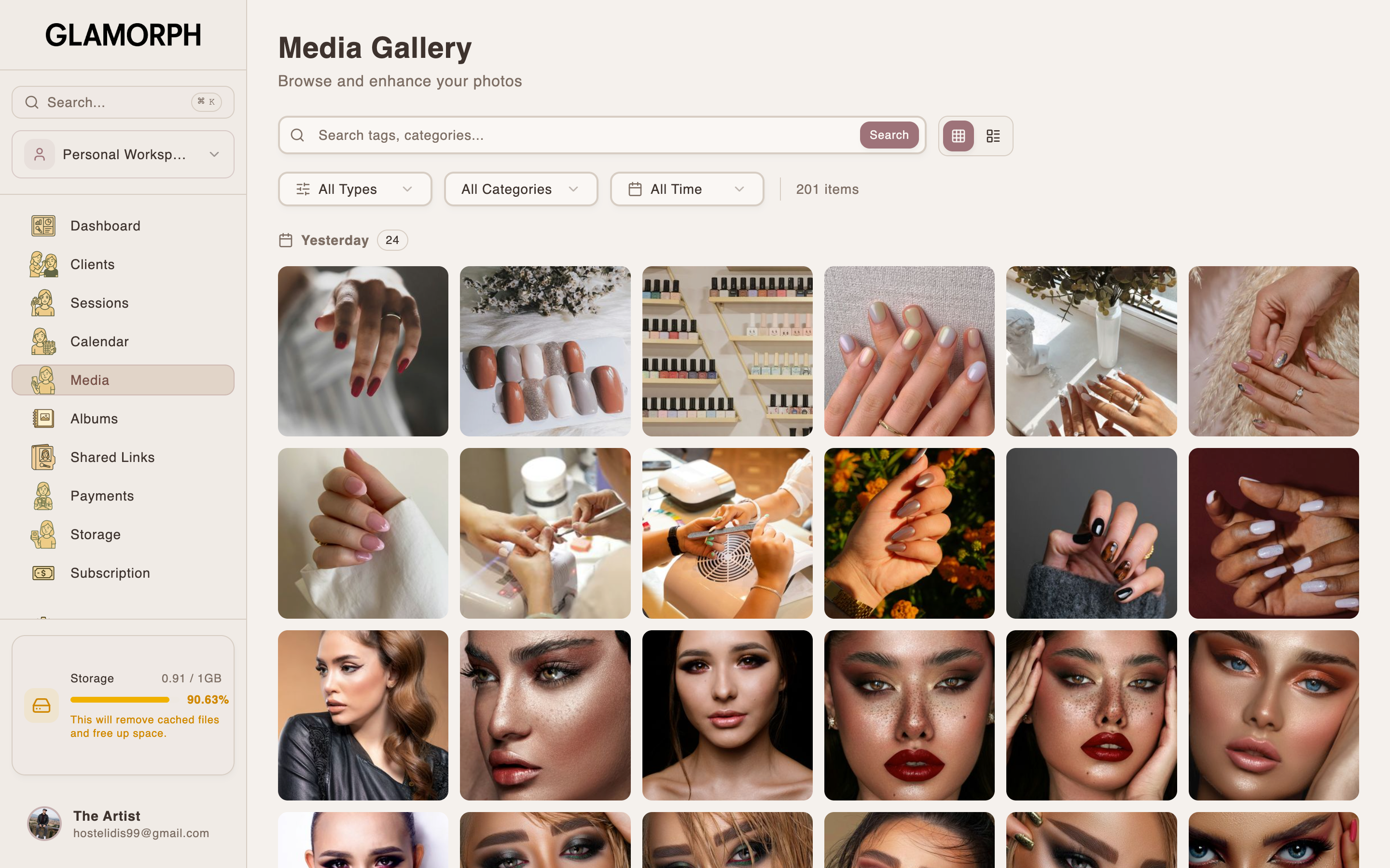 Web app interface for detailed client work