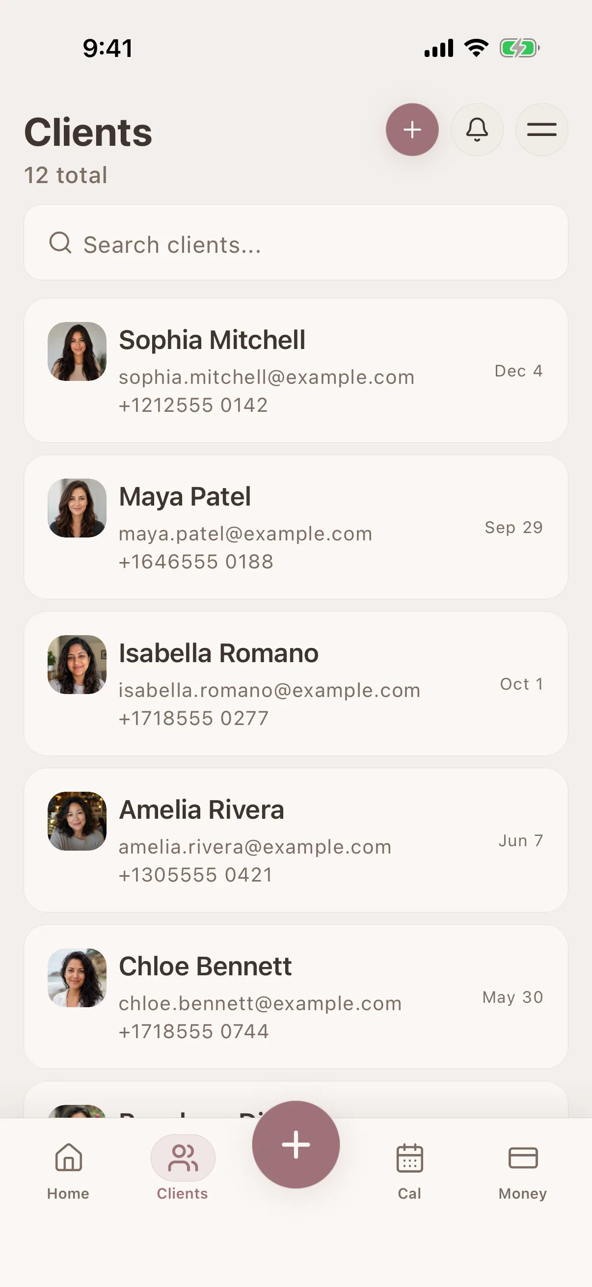 Client profile view