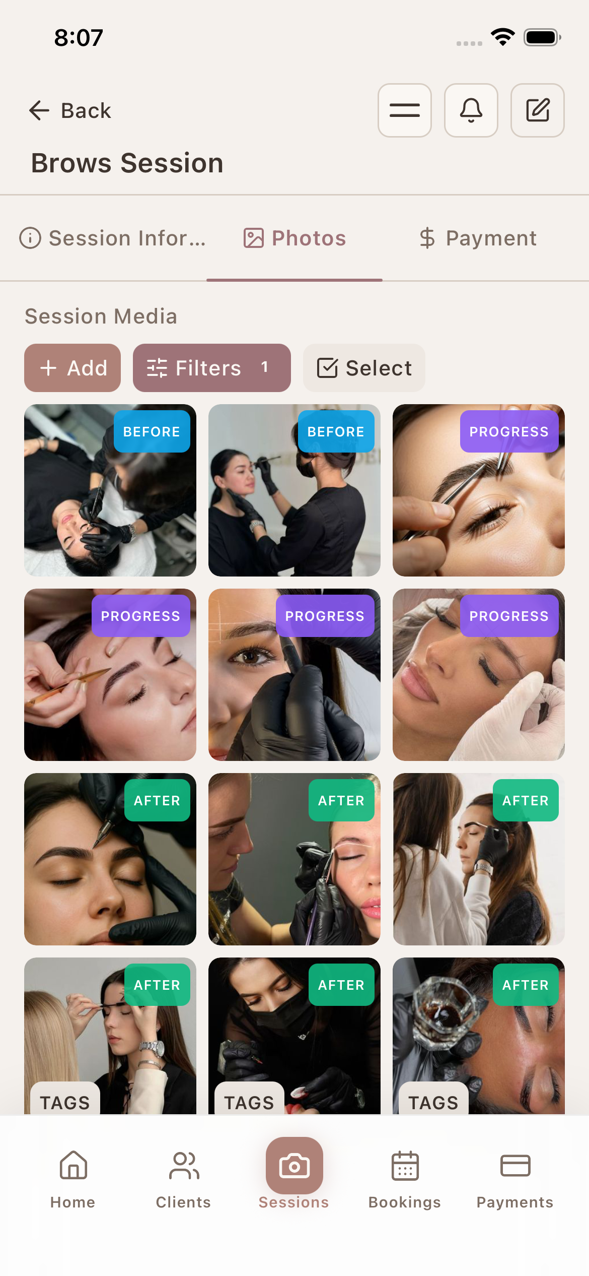 Tag & search brow photos