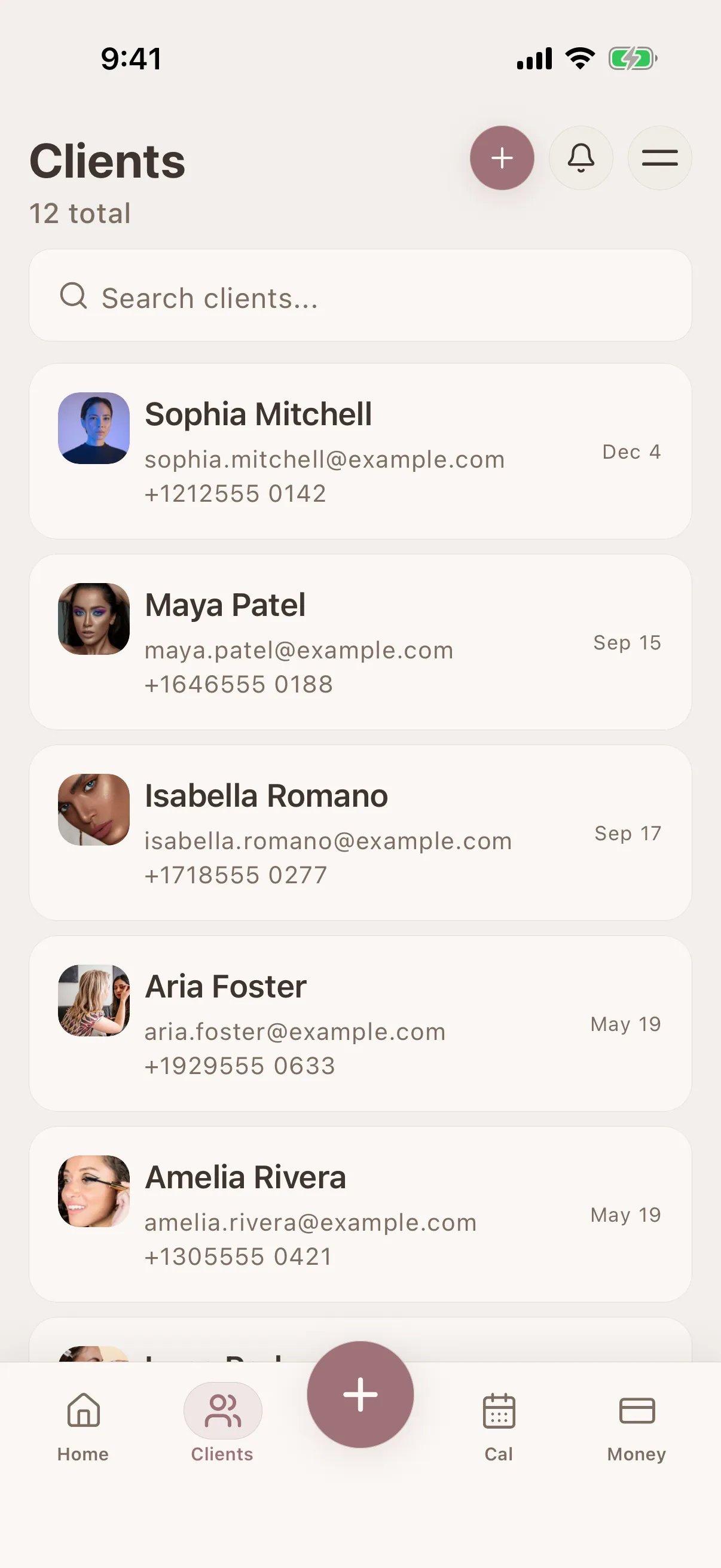 Client profile view