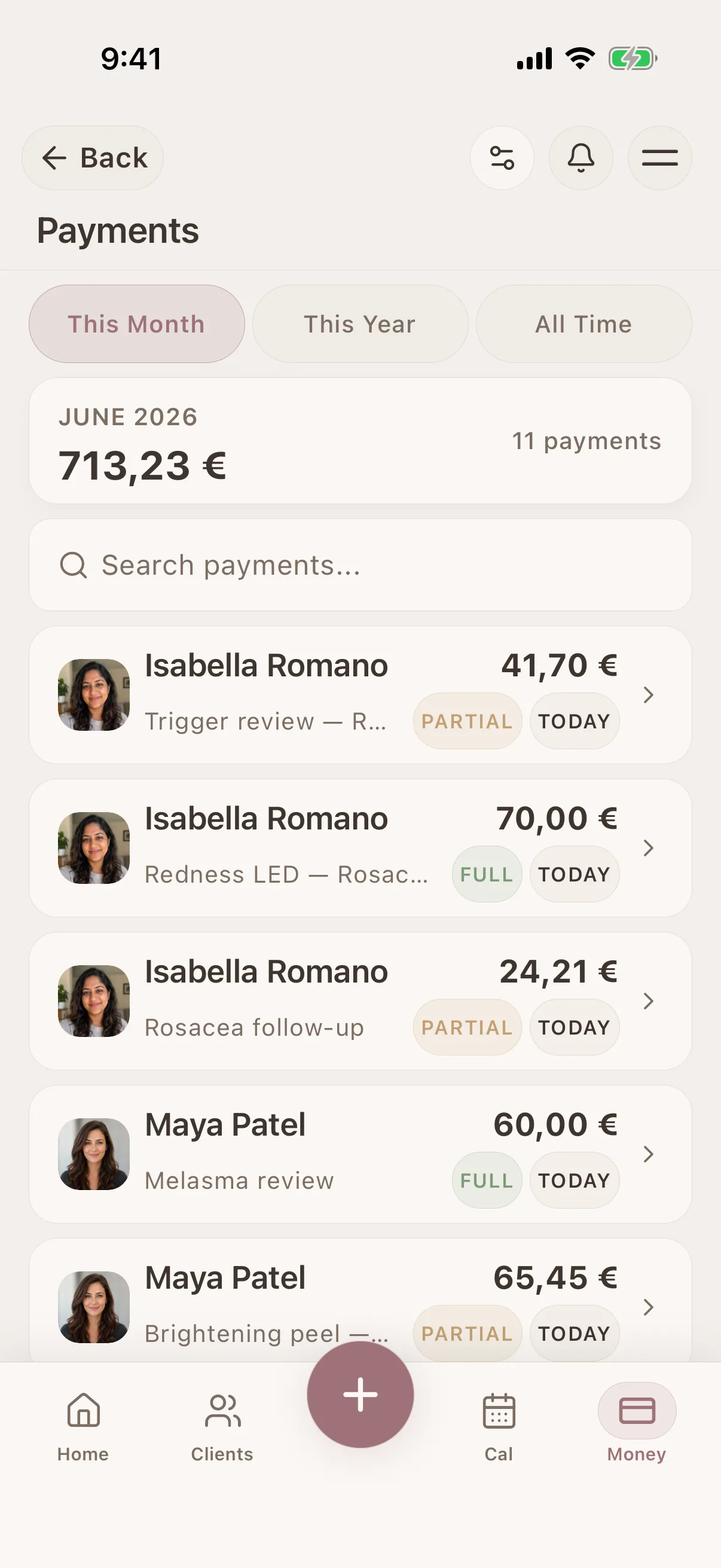 Packages, deposits and add-ons in one ledger