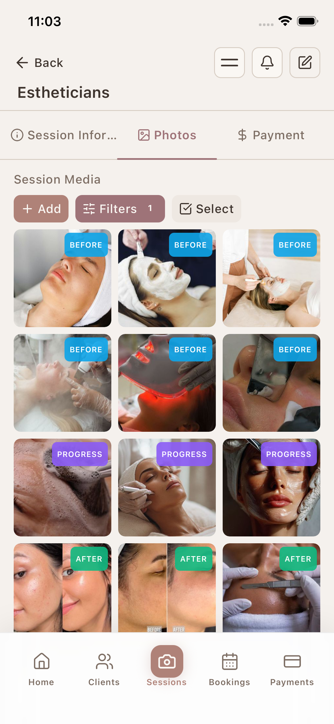 Tag photos by concern + week — build the timeline automatically