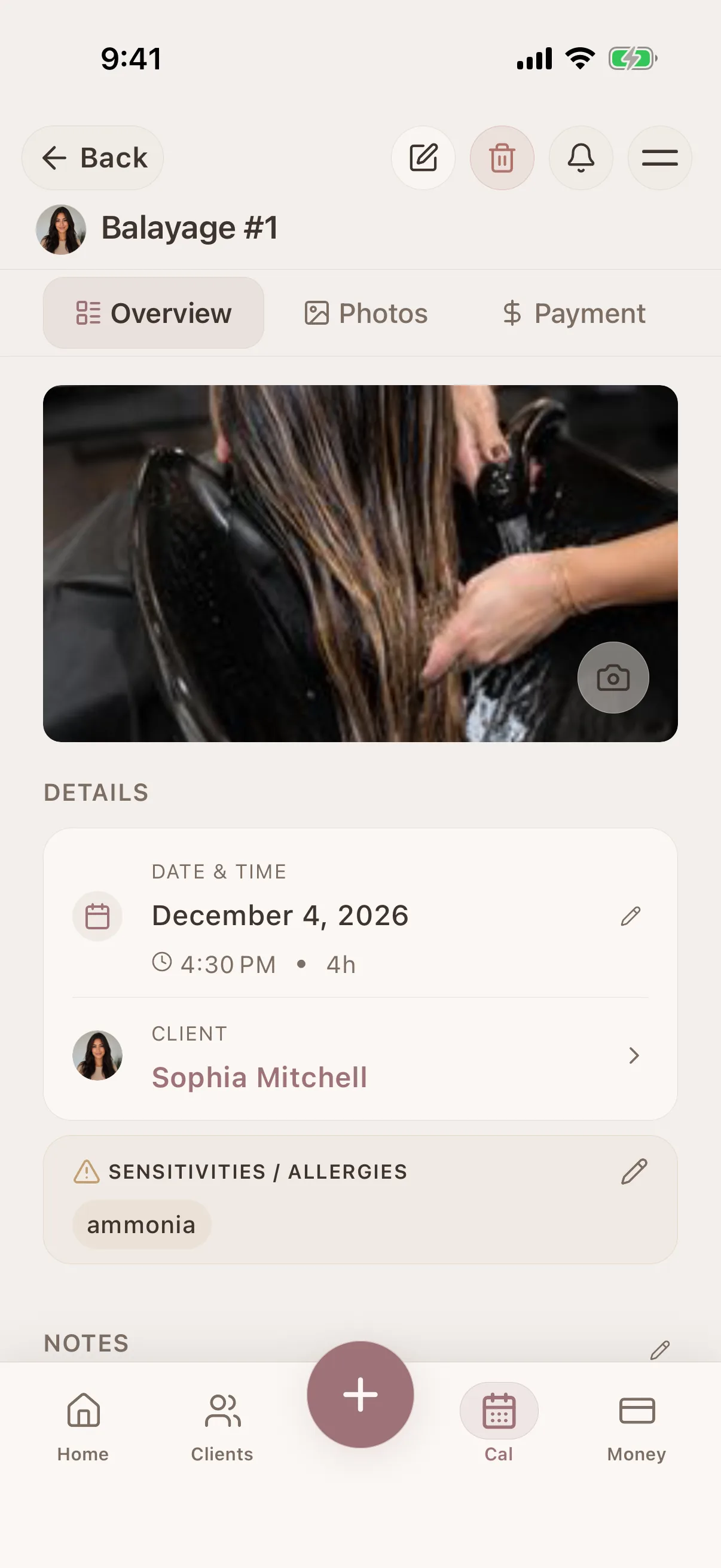 Client management for hairstylists and colorists