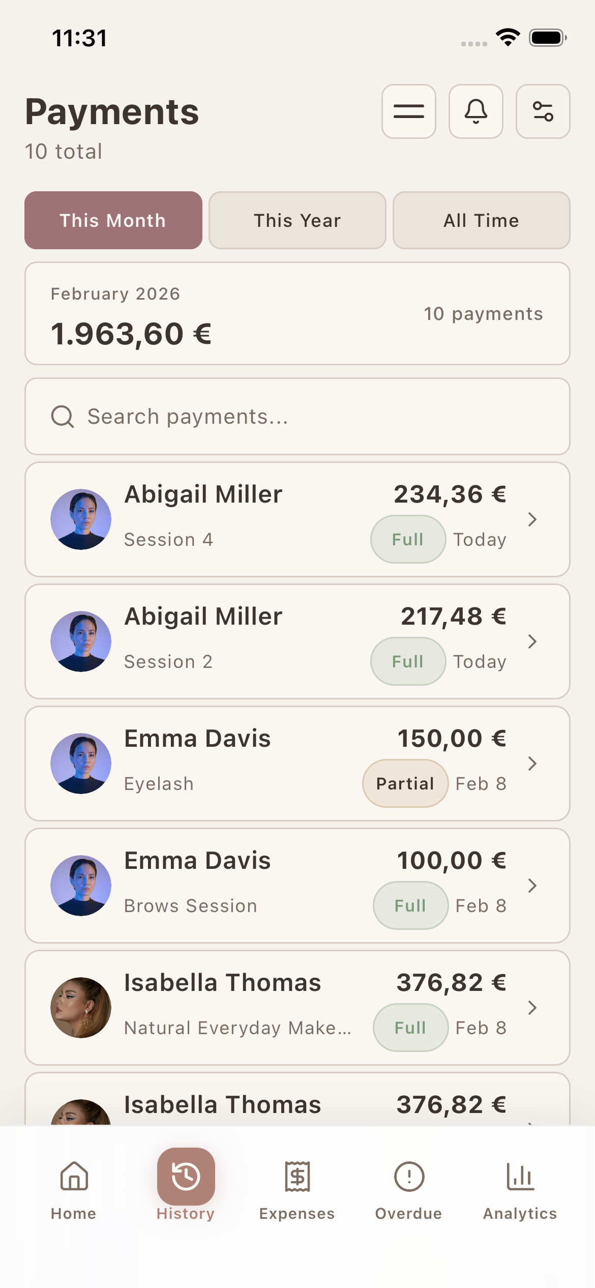 Track every payment