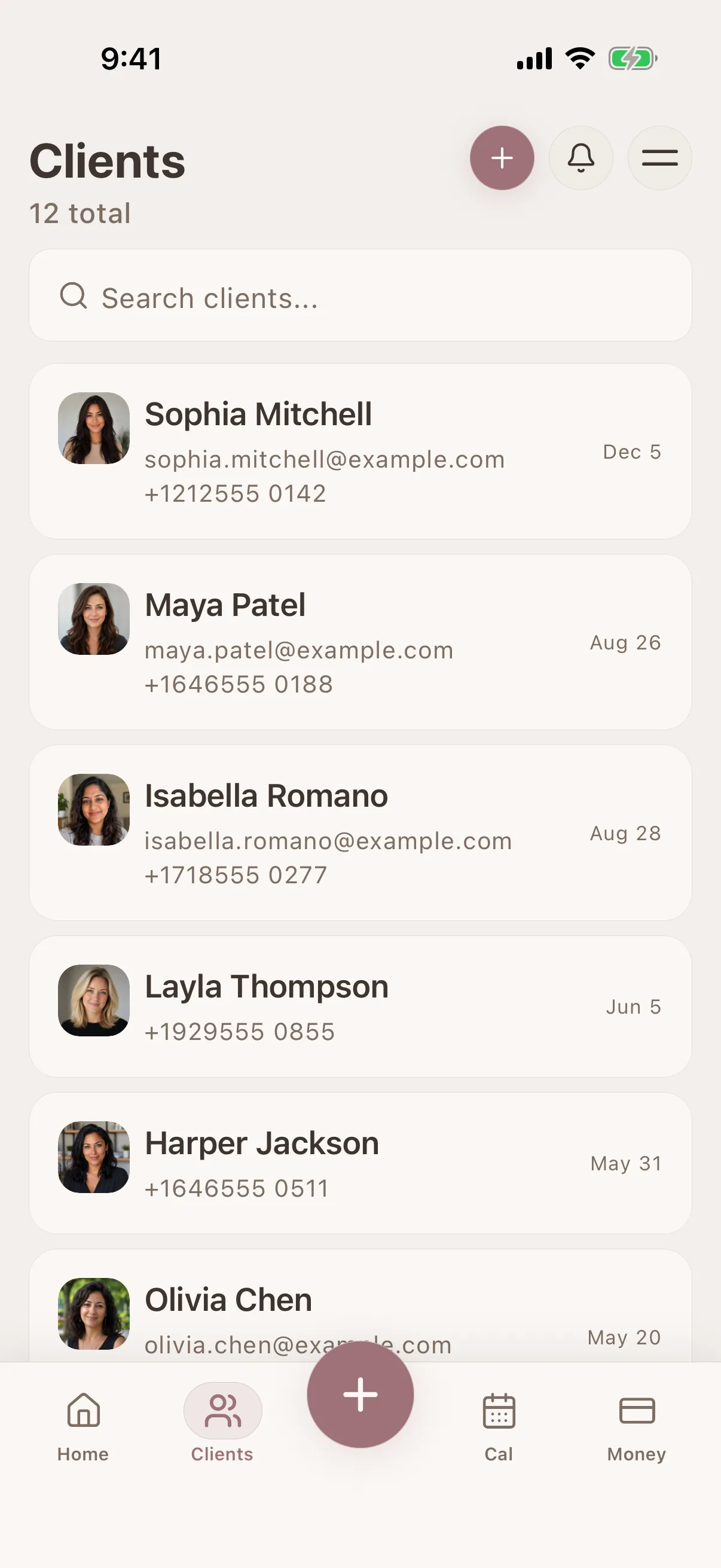 Client profile view