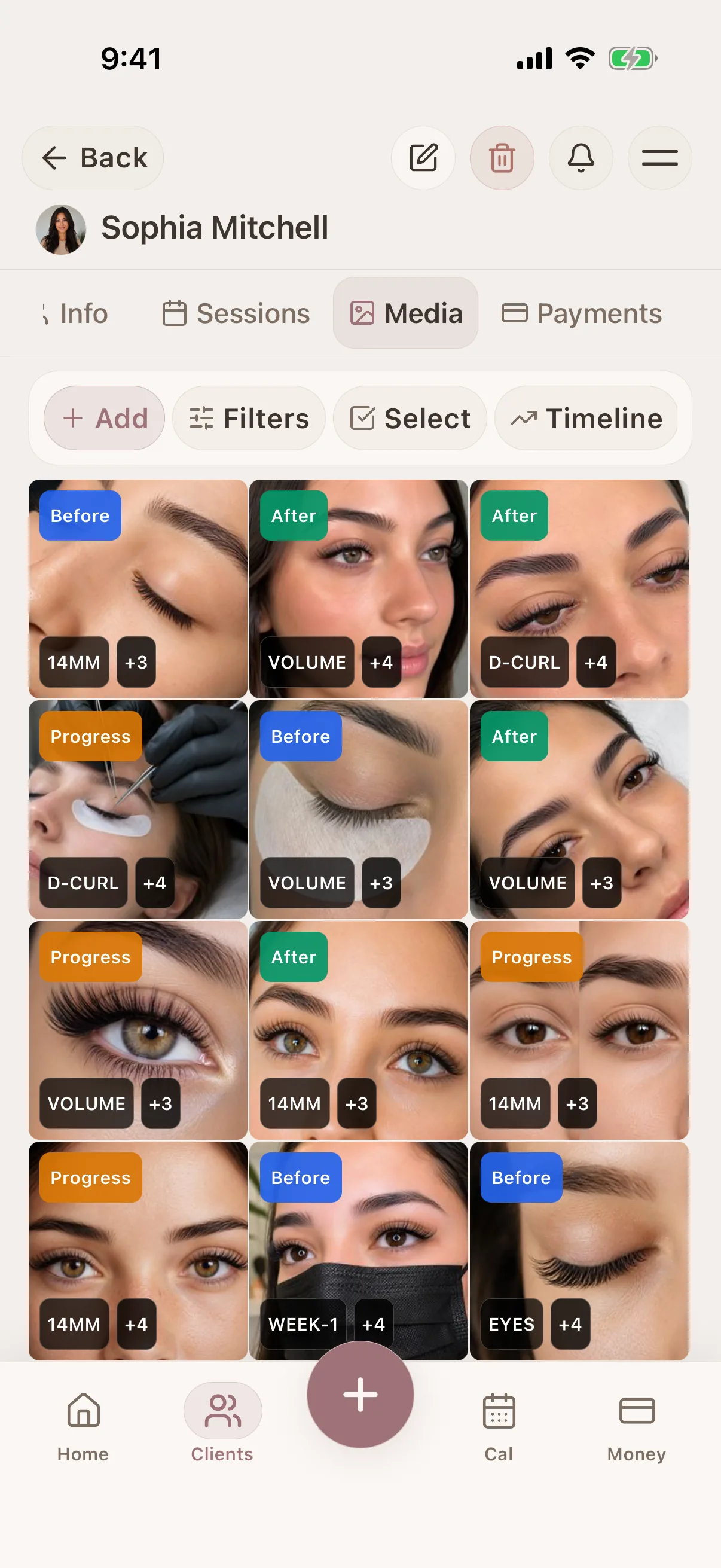 Client management for lash artists