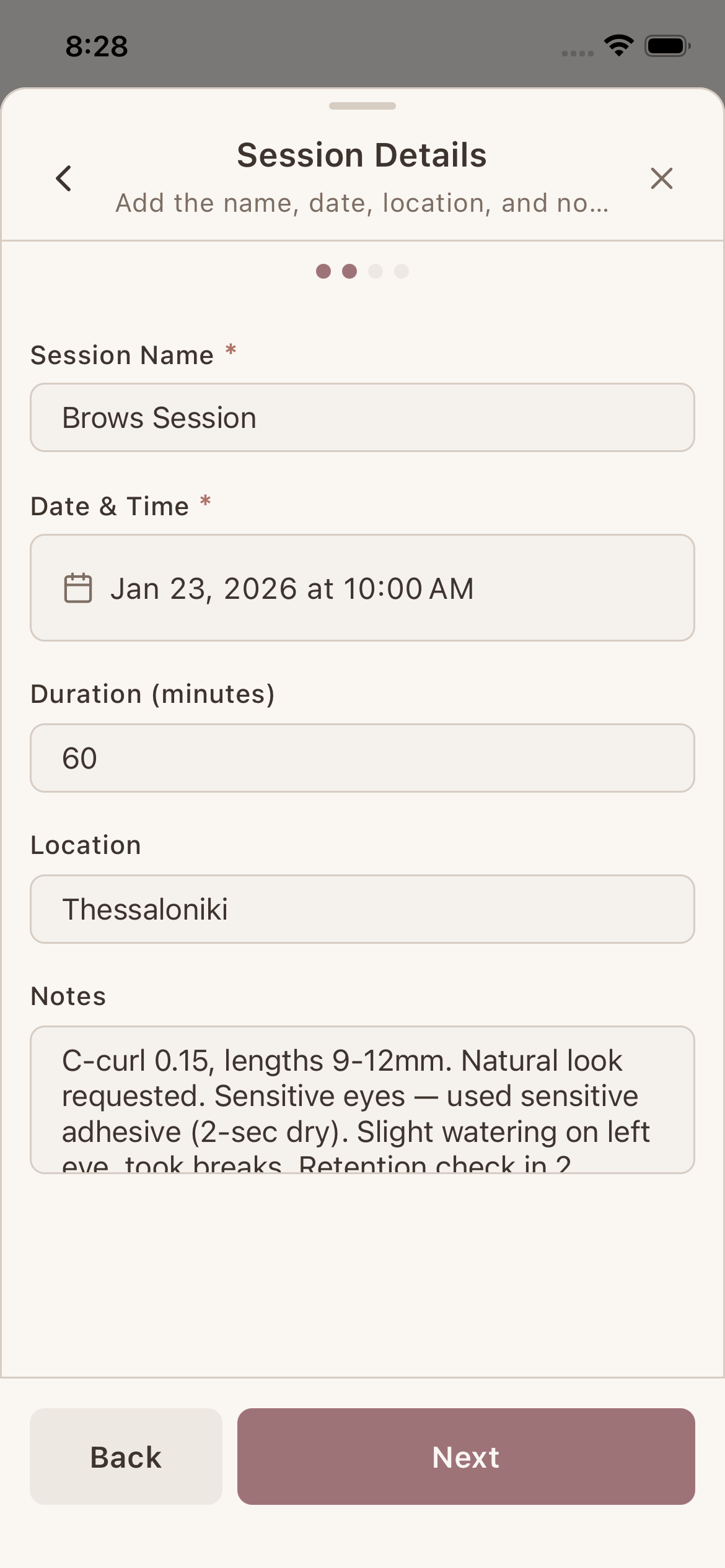 Service log per session — the part that protects you and replicates results