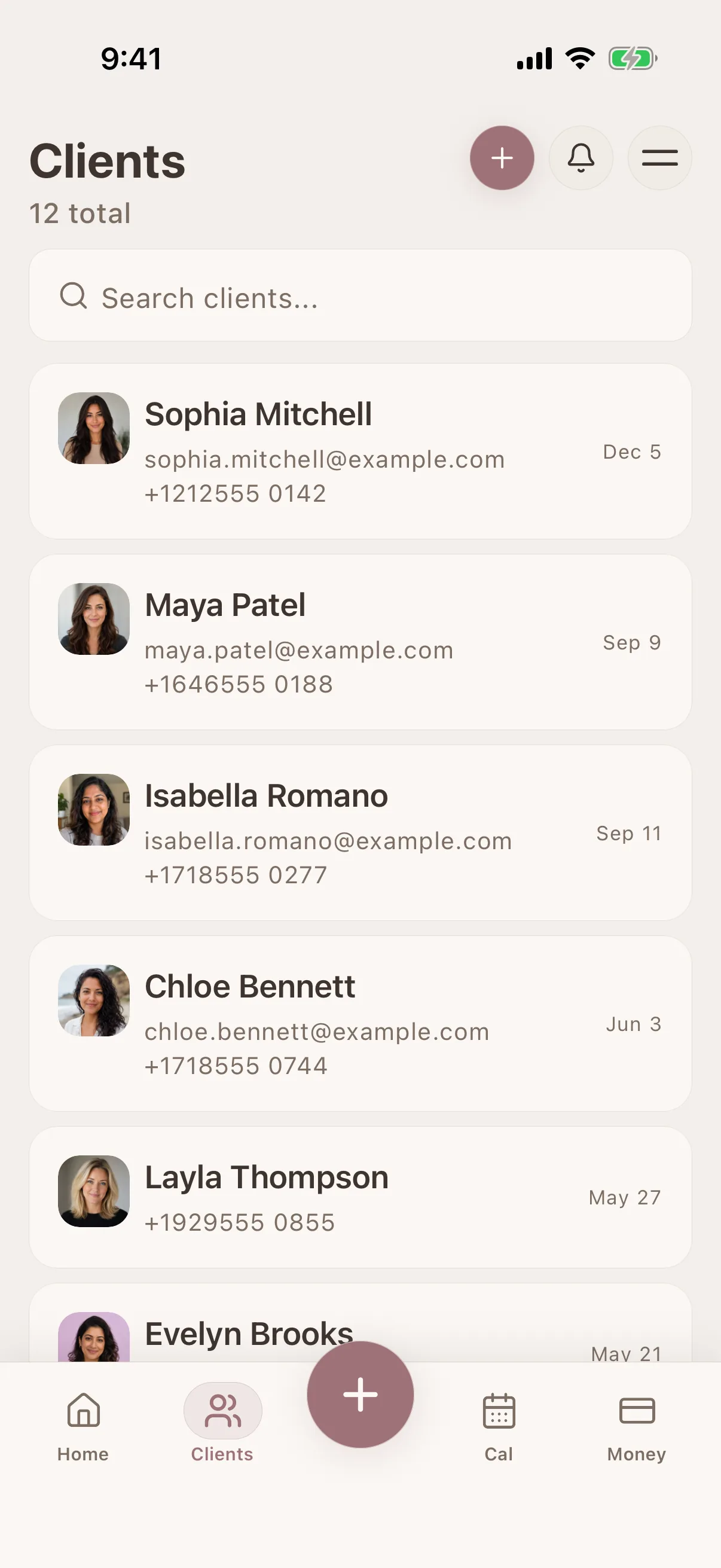 Client profile view