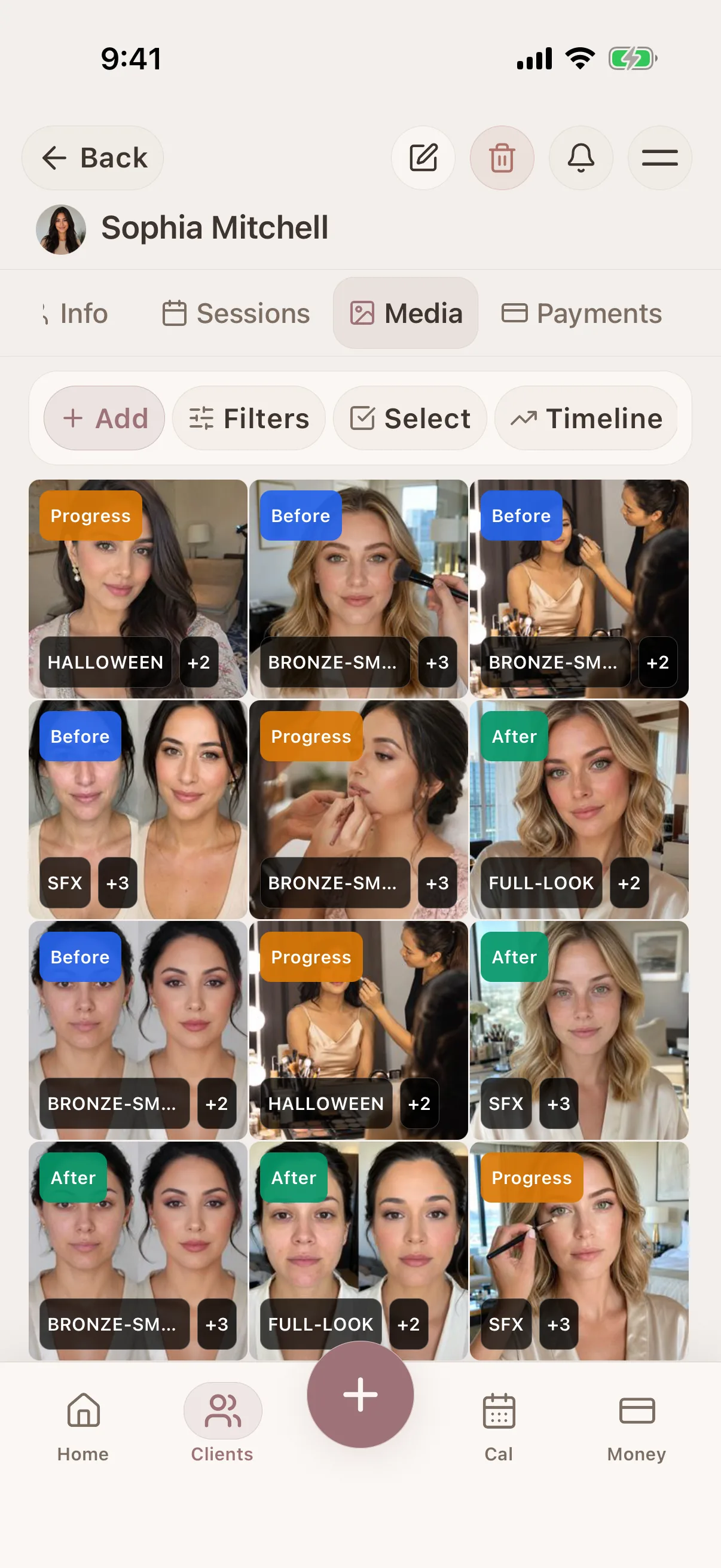 Client management for makeup artists