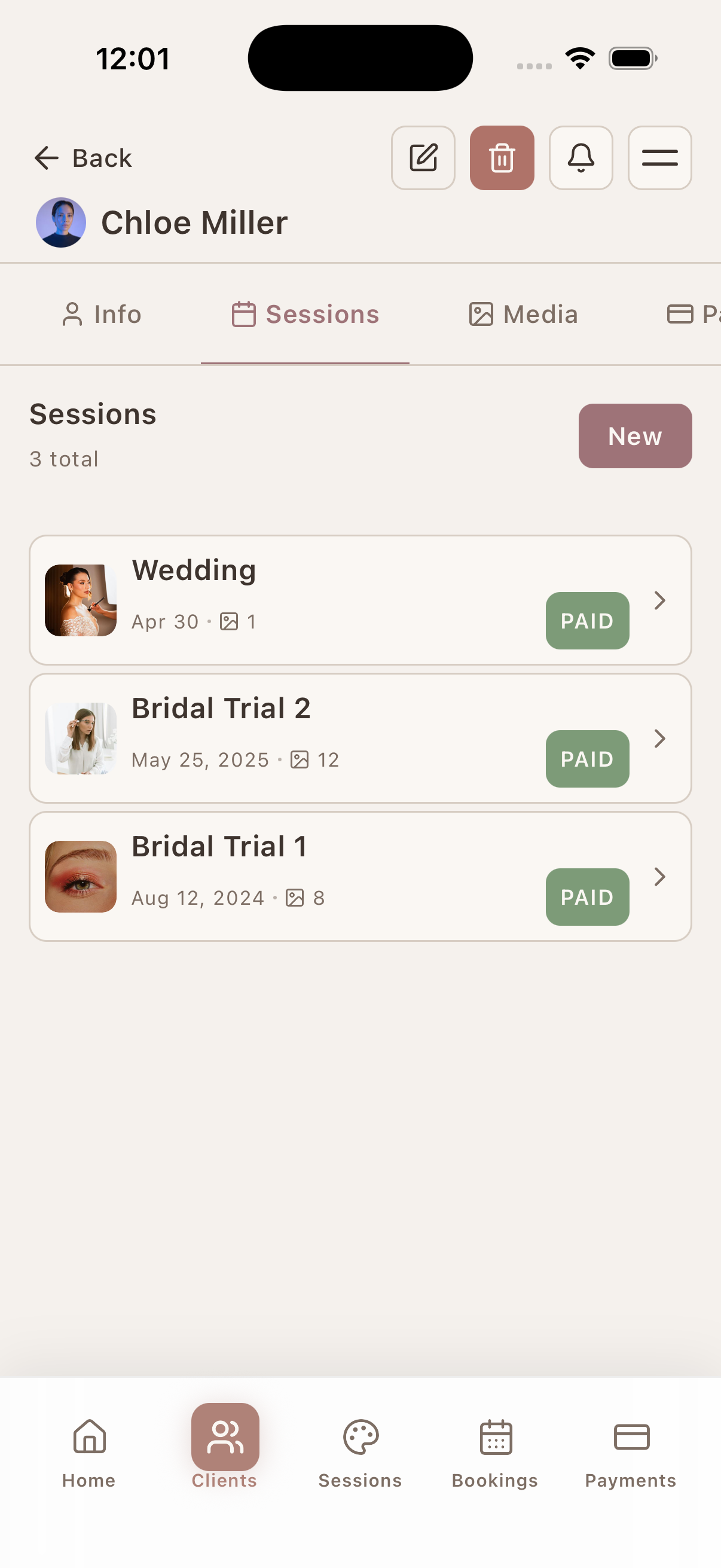 Product and shade history per appointment