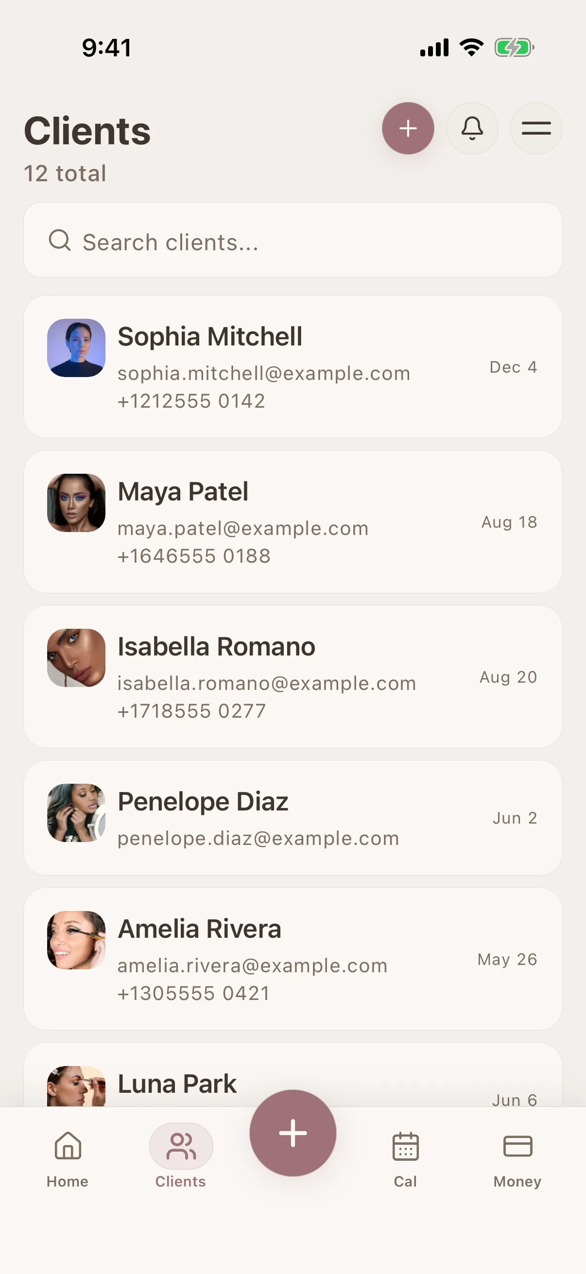 Client profile view
