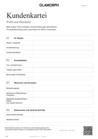Vorlagenvorschau: Kundenkartei und Behandlungsprotokoll — Vorlage · 2 S.