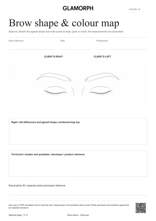Template preview: Brow design and service workbook — Workbook · 4 p.