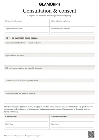 Template preview: Esthetician consultation and consent pack — Sage · 4 pages