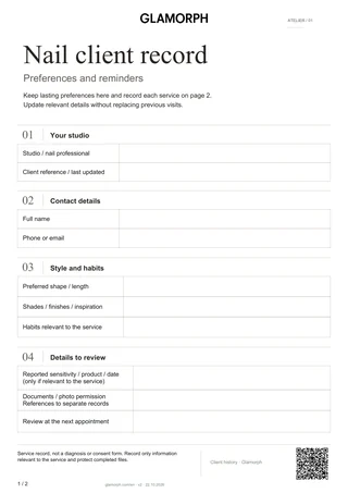 Template preview: Nail client record and service log — Sheet · 2 p.