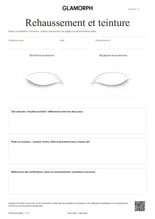 Aperçu du modèle: Fiche de rehaussement et teinture des cils — Beige · 3 pages