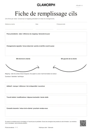 Aperçu de la fiche courte de remplissage des cils.