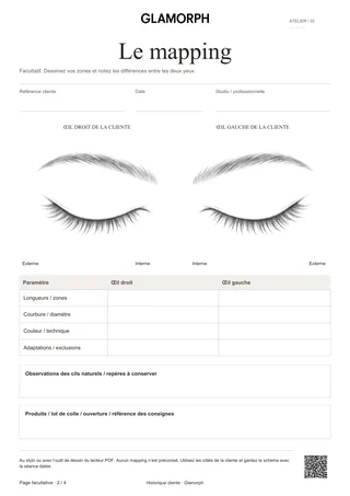Aperçu du modèle: Carnet extensions de cils — Atelier · 4 pages