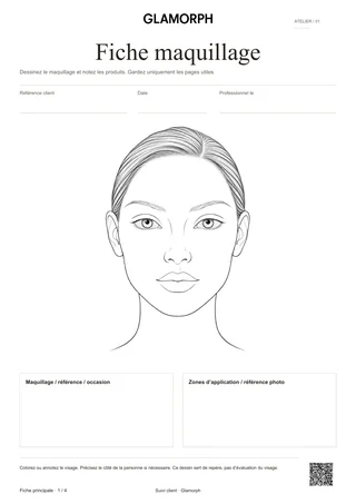 Aperçu du modèle: Face chart et carnet de maquillage — Beige · 4 pages