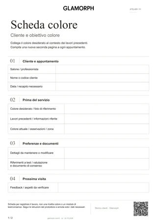Anteprima del modello: Scheda tecnica colore e registro della formula — Scheda · 2 pag.