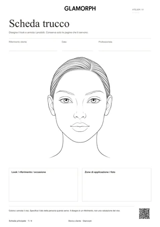 Anteprima del modello: Face chart e scheda trucco — Beige · 4 pagine